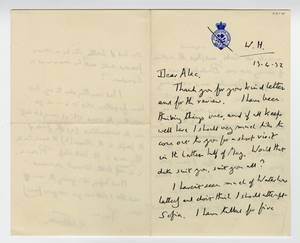 Letter from E.M. Forster to Alec Randall, April 13, 1932 thumbnail