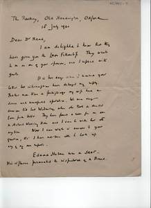 Letter from Michael Sadler to Herbert Read, July 15, 1940 thumbnail