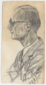 Pencil portrait of Nicolas Abkhazi by Colin S. Hart in 1965 thumbnail