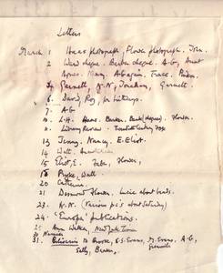 Log Entries of Letters for March, 1938Letters thumbnail