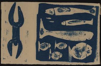 Herbert Siebner greeting card (blue fish print) thumbnail